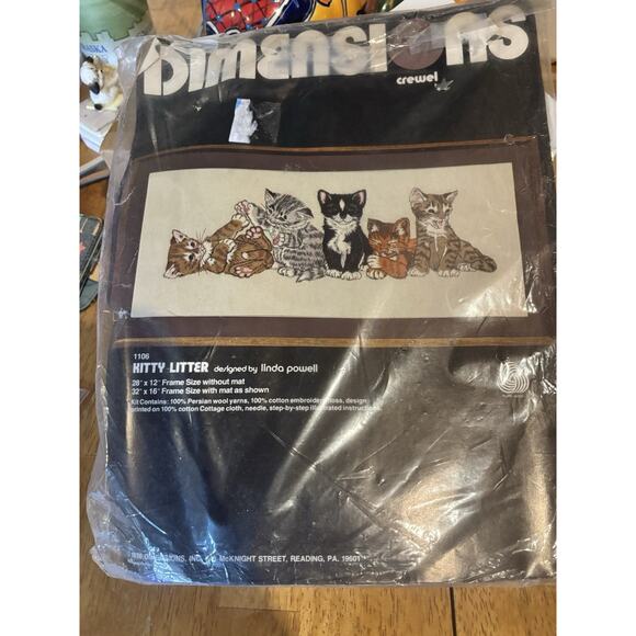 Vintage‎ 1978 Dimensions Crewel Needlepoint "Kitty Litter" Sealed - Picture 4 of 4